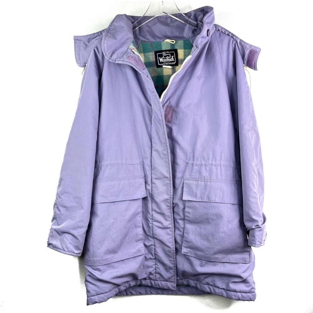 Vintage Woolrich Purple Parka Coat Zip Up Hooded Winter Insulated Flannel